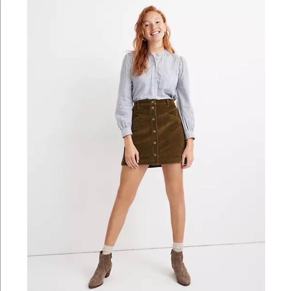 NWT Madewell Corduroy A-Line Snap Mini Skirt